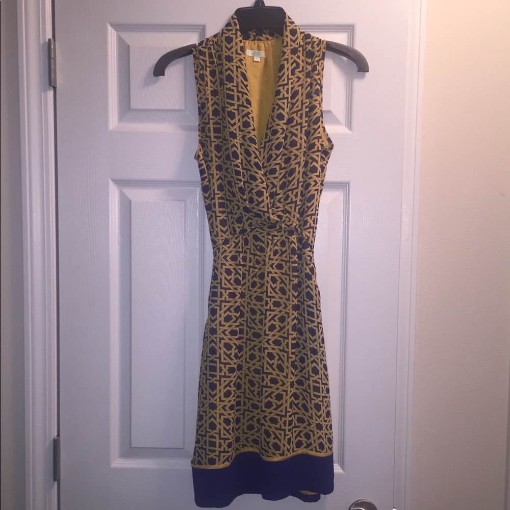 Jade  blue and yellow print dress